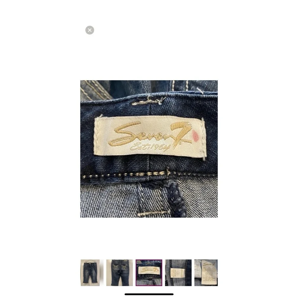 Seven7 Womens Dark Wash Embroidered Back Pocket Denim Capri Jeans Size 8